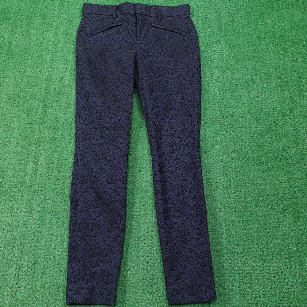 Gap Skinny Ankle Pants Womens 0R Blue Floral Jacquard Dressy‎ 29x27 Trousers